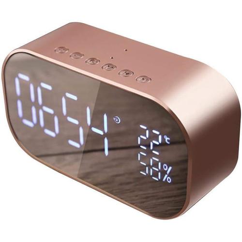 Rose Rose Horloge De Table Miroir NuméRique NuméRique RéVeil Radio RéVeil Radio RéVeil NuméRique RéVeil NuméRique avec Bluetooth sans Fil