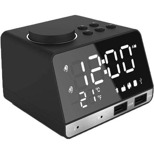 Réveil Numérique, Radio-Réveil Clocks Nuit avec Bluetooth 4.2 Haut-Parleur, FM Radio/Double Alarme