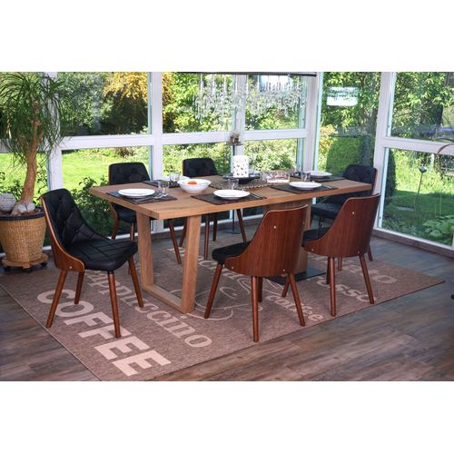 6x Chaise De Salle À Manger Osijek, Fauteuil, Aspect Noix, Bois Cintré   Similicuir, Noir
