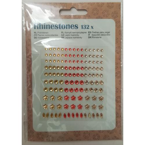 132 Pierres Strass Autocollantes Ton Jaune/Doré Et Orange Pour Scrapbooking, Carterie, Décoration...