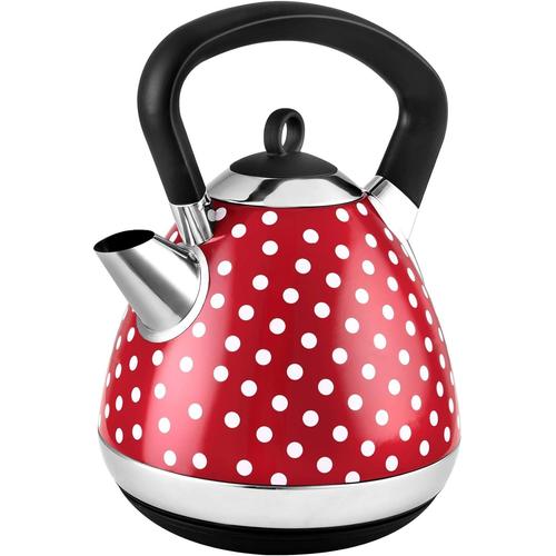 Rouge Rouge Team Bouilloire électrique sans Fil 1.7 Litre en Inox, 2400 W, Filtre à Particules, Rouge à pois blancs, TKG JK 1045 RWD