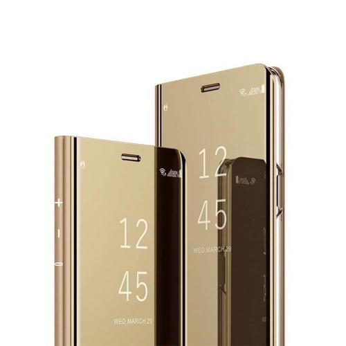 Etui Coque Samsung Galaxy A9 Pro 2019, Clear View Etui À Rabat Antichoc Coque Miroir Smart Stand Etui Housse Pour Samsung Galaxy A9 Pro 2019 Or