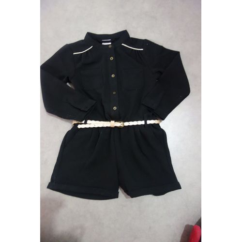 Combishort Tissu Fluide Noire + Ceinture Dorée Tape À L'oeil - 4 Ans