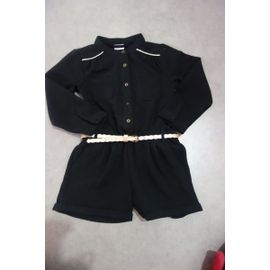 Combishort Tissu Fluide Noire + Ceinture Dorée Tape À L'oeil - 4 Ans