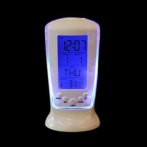 Bleu Bleu Horloge Chevet Radio-réveil Multi-Fonctions Accueil LED Horloge de Bureau d'alarme avec Le Calendrier et la température et