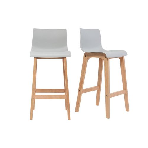 Tabourets De Bar Design Bois Et Gris Clair H65 Cm (Lot De 2) New Surf