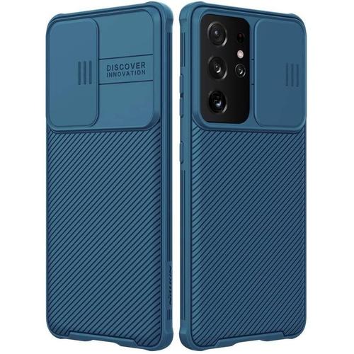 Coque Samsung Galaxy S21 Ultra, Nillkin ¿¿Tui Camshield Pro Avec Couvercle Pour Appareil Photo Coulissant, ¿¿Tui De Protection Mince Pour ¿¿Tui Samsung S21 Ultra 5g (6,8 "") (Bleu)