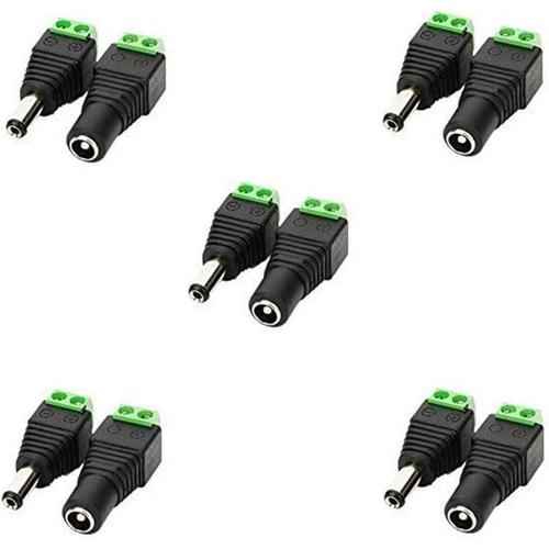 5,5mm x 2,1mm DC Femelle DC Mâle Adaptateur 12V DC Jack Connecteur Prise DC Fiche DC Tonneau pour Caméra CCTV LED Strip Bande LED ou d'autres Dispositifs de DC 5V-24V (5 Femelle + 5 mâle)