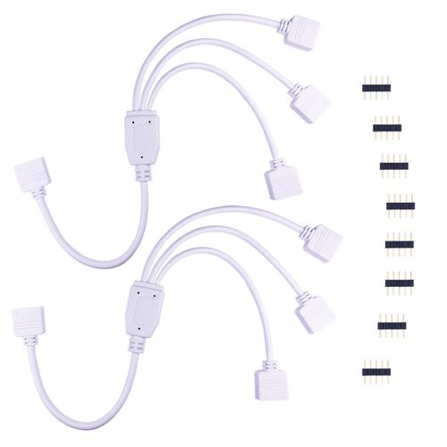 2pcs Câble Diviseur 1 À 3 Bande Led Rgbw Câble Séparateur Ruban Led Répartiteur Dc À 3 Voies 1 To 3 Led Splitter Cable 5 Broches Rallonge Pour Smd 5050 Rgbw Led Strip -30cm, Blanc