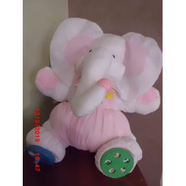 Peluche Puffalump ours jaune vert rose en toile Fluffy BIKIN