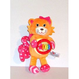 doudou d'activite chat ou tigre orange rose lelly venturelli angelo 22cm