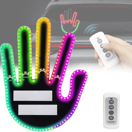 Lumière Doigt Voiture, 7 Couleurs Rgb Geste Du Doigt Led Light 10 Modes De Lumière Avec Télécommande Pour Suv, Hommes, Femmes, Camion, Voiture