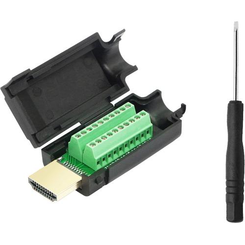 Adaptateur HDMI Borne de Signaux, Connecteur de Carte de Dérivation de Capot en Plastique/Métal, Adaptateur de Bornier à Vis HDMI