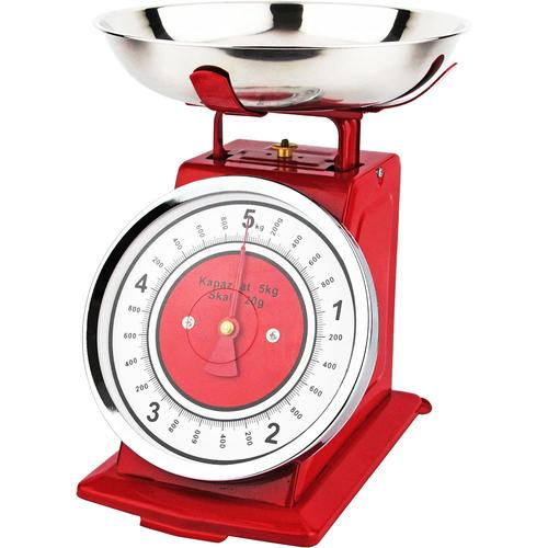 rouge balance de cuisine mécanique - design rétro - max. 5 kg - rouge
