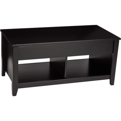 Noir Noir Noir Table Basse Avec Plateau Rabattable, Noir, Rectangulaire, 102 X 46 X 48 Cm