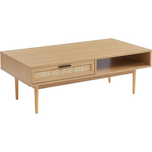 Chêne Chêne Chêne Baïta Table Basse Amana Effet Chêne Et Cannage En Rotin 2 Tiroirs