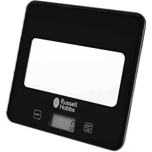 noir RH01571AR Digital Kitchen Scale, 5kg Max Capacity, Imperial/Metric Measures, Touch Panel, LCD Display, Cooking & Baking Scale, Glass Platform, Batteries Included, 5 Year Guarantee, Black