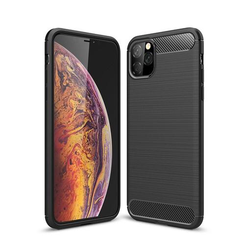 Coque Brossée Noire Apple Iphone 11 Pro 5,8 Pouces Carbon Fiber Antichoc - Accessoires Pochette Case Nouvel Iphone 11 Pro 5.8 2019