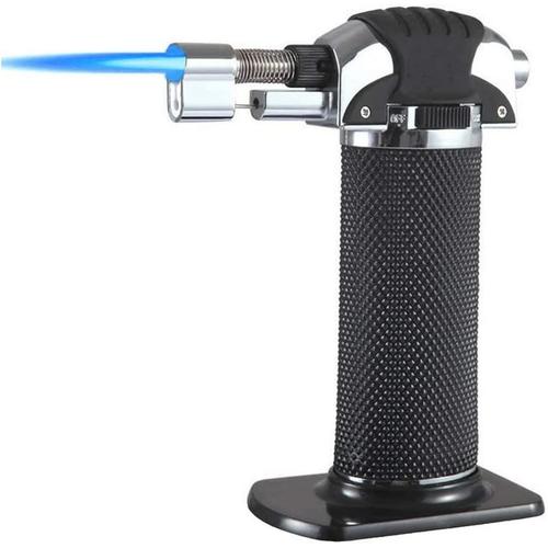 Noir Noir Torche de cuisine rechargeable avec verrou de sécurité et flamme réglable pour desserts, crème brûlée, barbecue et