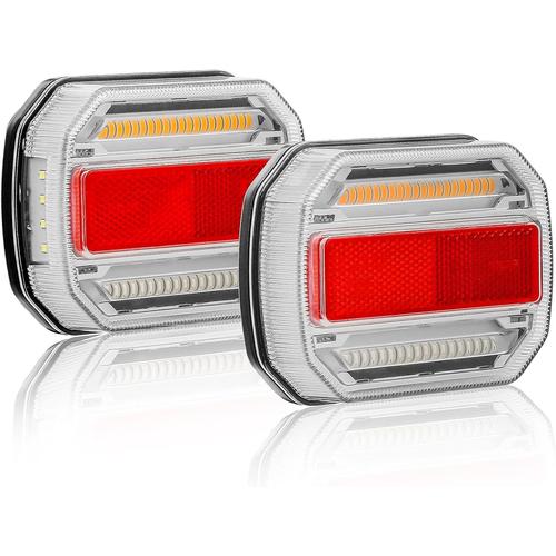 Feu Arrière À Led 5 Fonctions A Led Feu Arrière De Remorque,2pièces Feux Remorque Led 12v 24v Feux Stop, Feu Arrière Au Néon, Clignotant Dynamique Lampe,Catadioptre Camion Remorque Rv