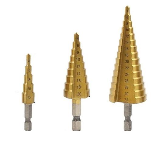 3PCS Big size drill 3PCS Big size drill 1/3 pièces ensembles de forets pas à pas revêtus de titane en acier à grande vitesse for métal bois trou Cutter