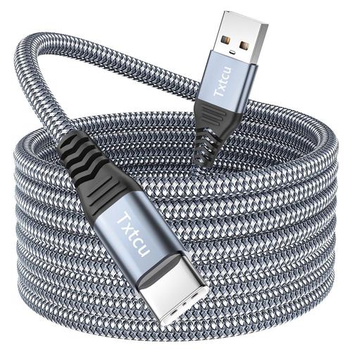 Grey Cable USB C 1m, Extra long Cable USB Type C Charge Nylon Tressé Cable USB C Chargeur Pour Samsung Galaxy S22 S21 S20 S10 S9 S8 Note 10 9 8, PS5, Switch, Huawei P30 P20, LG V30 G6 G5,Sony,Xiaomi