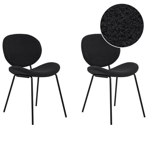 Chaise De Salle À Manger Set De 2 Bouclé Noir Luana