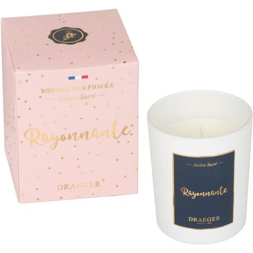Rayonnante Rayonnante Draeger Paris | Bougie Blanche Parfumée Ambre Sacré Rayonnante | Idée Cadeau Amitié, Joie |Pot En Verre | Made In