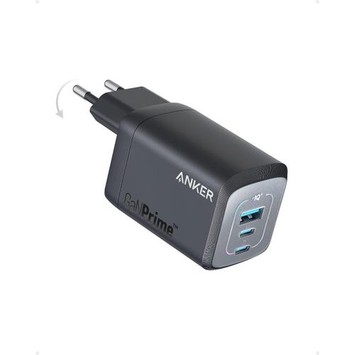 Noir Prime Chargeur USB-C 100 W GaN, Chargeur Rapide Compact et Pliable à 3 Ports, pour MacBook Pro/Air, iPad Pro, iPhone 15/14/13 Plus Pro Max, Galaxy S23/S22, Note20, Pixel, Apple Watch, etc.