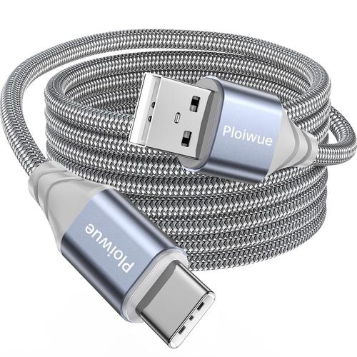 gris Cable USB C Extra Long 5M,PS5 Charge A vers Type Premium Nylon pour Samsung Galaxy S10/S9/S8 Plus,Note 10/9/8,PS5,HUAWEI,Moto,Xperia Pixel Smartphone et Tablette USB-C Grey