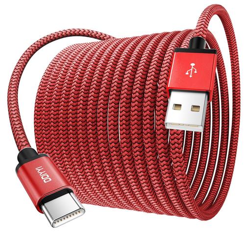 Rouge Cable USB C 3M Rouge, 3A Charge Rapide Cordon USB vers USB C Nylon Tressé Compatible with iPhone 15/15 Plus, 15 Pro/ 15 Pro Max, Samsung Galaxy, Appareils de USB-C