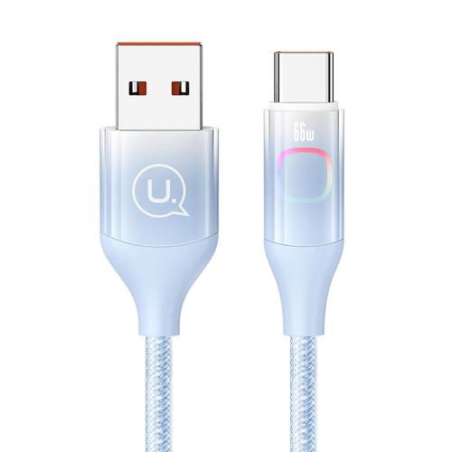 Bleu Cable USB C, 66 W QC 4.0 6 A 1,2M USB A vers USB C Cable Charge Rapide en Nylon Chargeur Type C Pour Samsung Galaxy S21 S20 Note 20 Huawei P40/Mate 40/30/20 OnePlus Google Pixel Xiaomi Bleu