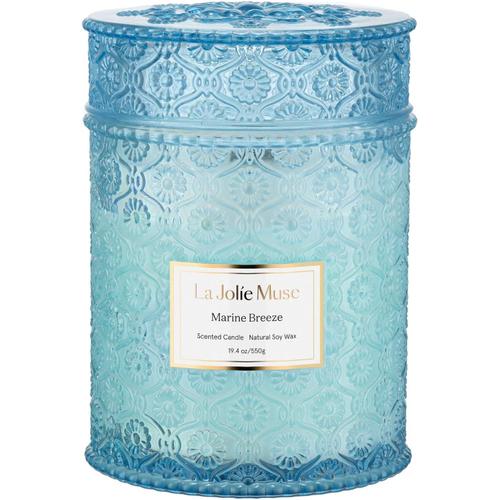 Bleu Bleu LA JOLIE MUSE Bougie parfumée à la Brise Marine, en Cire Naturelle de Soja pour votre intérieur, Grand Format pour faire