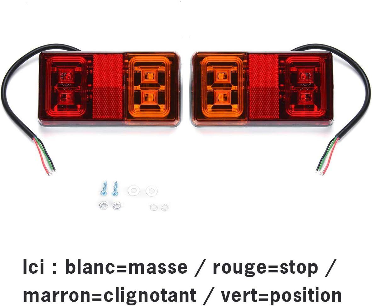 2pcs Feux Remorque Led 12v 24 V, Led Feux Arrire, Feux Stop... - 2