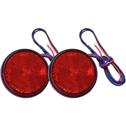 Rouge Feux Remorque Led, Feu Arriere Remorque 2pcs Feux Led Feu De Freinage Réflecteur Rond Led Feu De Gabarit Led 12v Pour Camion De Moto Automobile (Rouge)