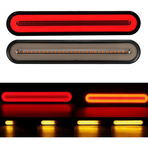 Jaune,Rouge 2 Pcs Rouge Et Jaune Remorque Camion Van Camion Atv Accesorios Universel Séquentiel Fluide Stop Frein Tourner Singal Feu Arrière Lampe Halo Neon Led Light Bar