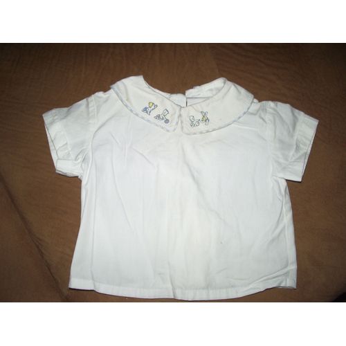 Chemise Blanche Col Motifs Enfants Taille 3 Mois