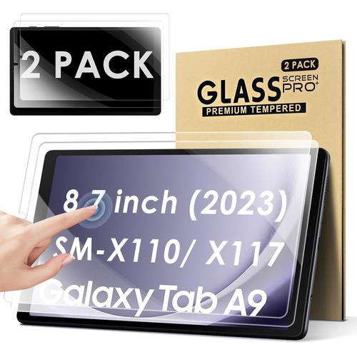 [2 Pack Verre Trempé Protection D'écran Pour Samsung Galaxy Tab A9 Android 13 8,7 Pouces 2023 Sm-X110/X115/X117, Sans Bulles Ultra Transparent Hd Anti-Rayures Films