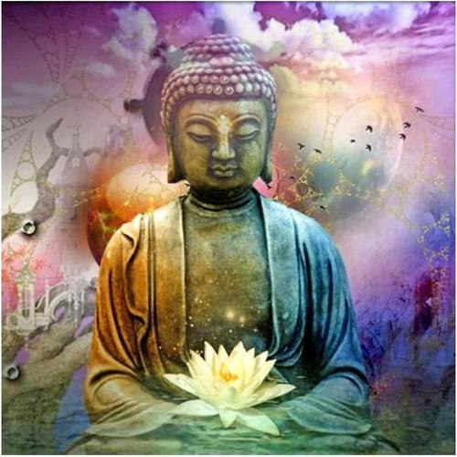 40x40CM Carré Diamond Painting Complet Kits,Diamond Art Bouddha Abstrait,Tableau Strass Diamant Square Spiritualité Zen Travaux Manuels Broderie Peinture Adultes Décor Mural De La Maison