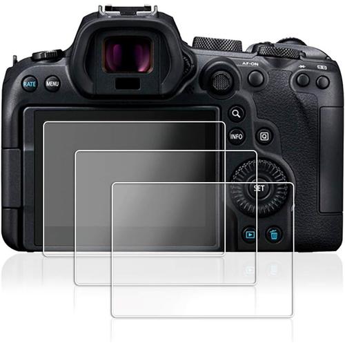 Lot de 3 films de protection d'écran en verre trempé pour appareil photo Canon EOS R6 9H haute définition résistant aux rayures haute sensibilité