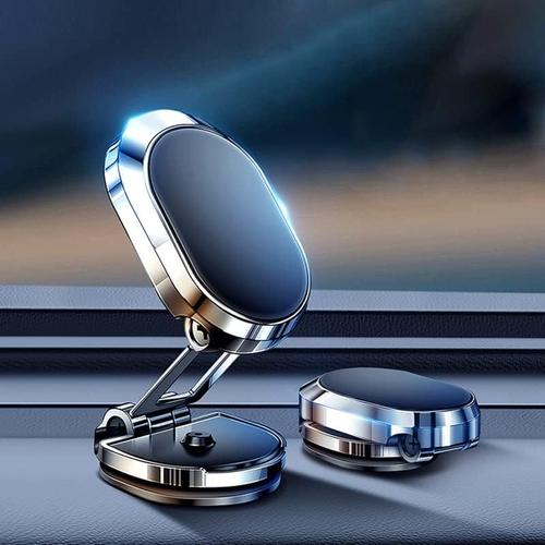 Argent Argent Support De Téléphone Pour La Voiture, Double Rotation À 360° Super Sticker Holder, Upgrade 6x Magnets Dashboard Car Phone