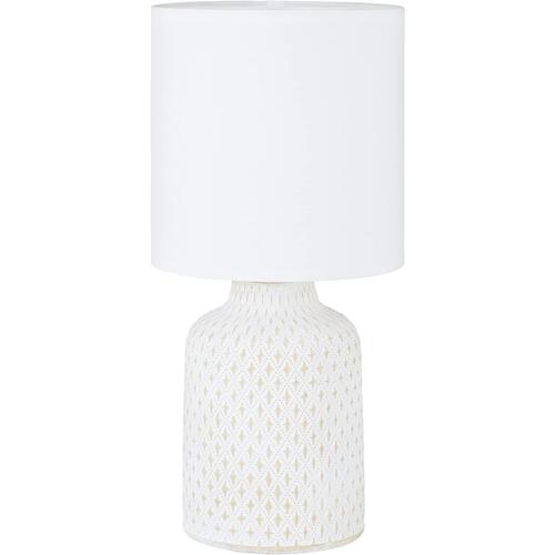 Crème/Blanc Lampe De Table De Chevet Bellariva, Lampe De Salon À Poser En Céramique Couleur Crème Et Textile Blanc, Luminaire