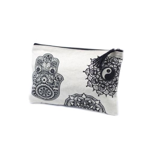 Pochette Coton Mandala Main De fatma Ying yang