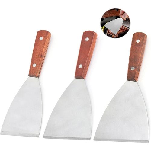 Spatule Plancha Spatule Barbecue Spatule Plate Inox Spatule Avec Manche en Bois Ustensiles pour Plancha Spatule en Acier Inoxydable