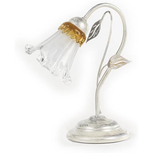 Bianco/Argento/Oro 4998/L Lampe De Table, Blanc/Argent/Or, Métal, Verre