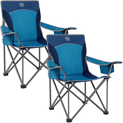 Blau Blau Chaise Pliante Camping 2pcs Charge Max De 200kg Confortable Chaise De Jardin Exterieur Pliable Geante Avec Porte-Gobelet Et Sac