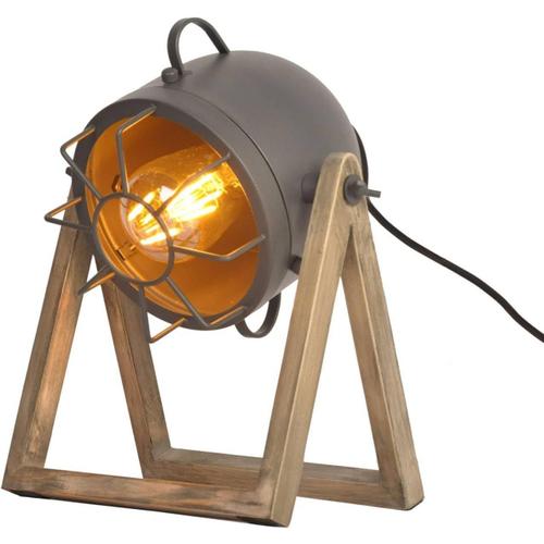 Gris Barcelonaled Lampe De Table Vintage Design Industriel Gris Avec Projecteur Orientable Abat-Jour Cage Métallique Culot E27 Et