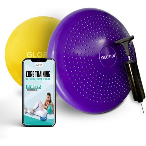 Coussin D'équilibre Avec Ballon De 25cm Et E-Book/Guide D'exercices- Ensemble Parfait Pour Pilates, Reeducation, Sport