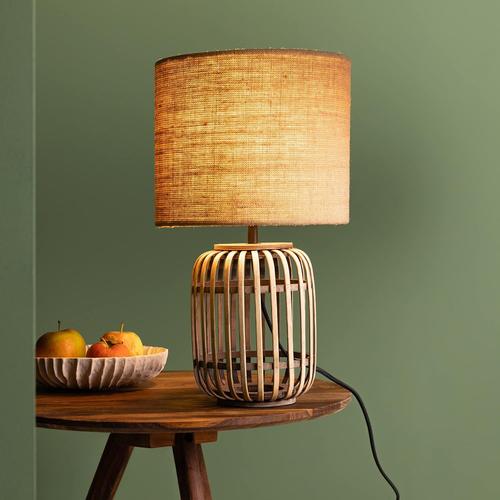 Naturel Lampe De Table Décorative - Lampe De Table Style Nature Avec Interrupteur - Bambou/Textile Naturel - Hauteur 43cm