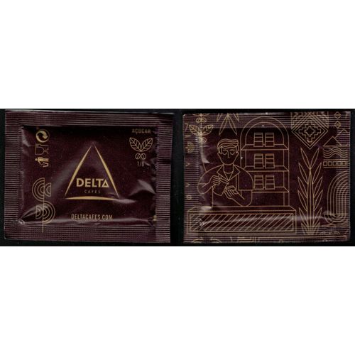 Portugal Sachet Sucre Sugar Bag Delta Cafés Couleur Marron Motifs Au Verso 1/6